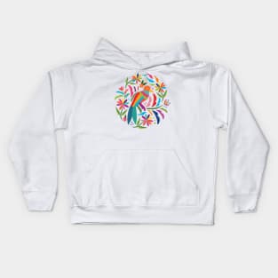 Mexican Otomí Bird by Akbaly Kids Hoodie